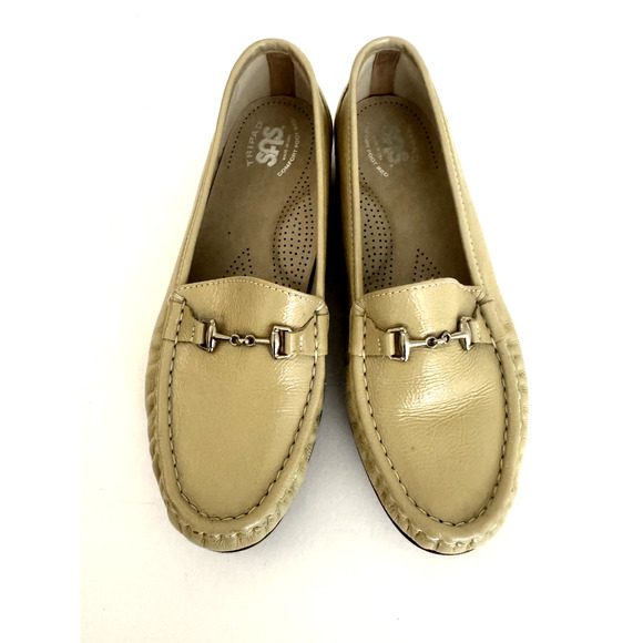 SAS Tripad-Moc Metro Loafers 8W Beige Patent Leather Horsebit Comfort Walk - Picture 2 of 11
